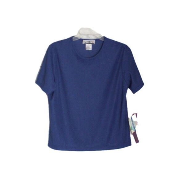 Vintage SK & Company T Shirt Ribbed Short Sleeve Knit Top Blouse Blue Size L NWT - Picture 1 of 3